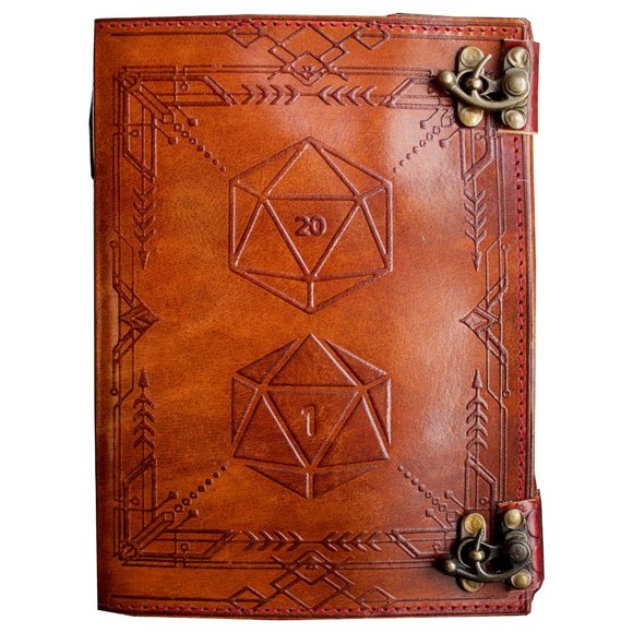 D20 Polyhedral Leather Journal - Picture 1 of 9